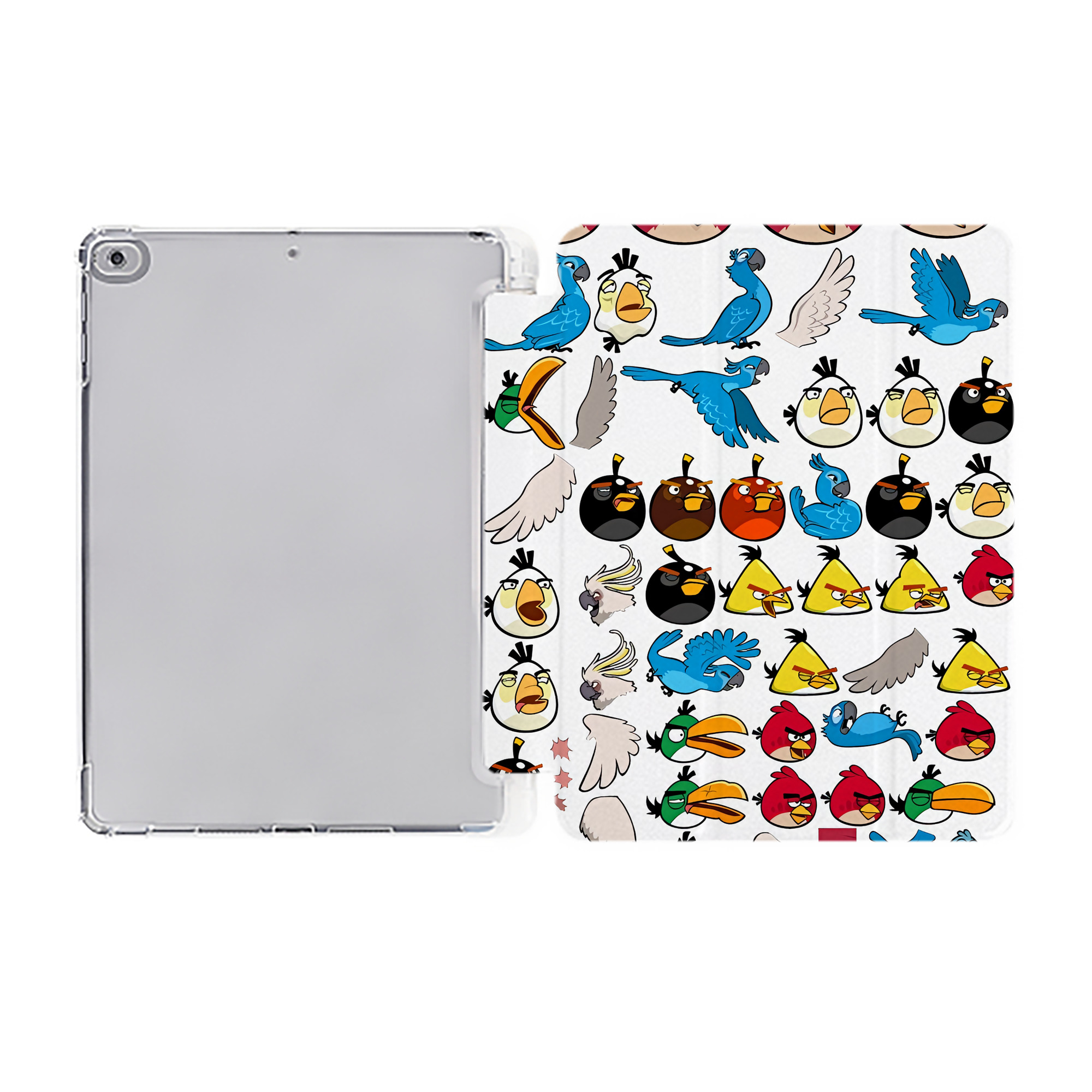 （画像用） Angry Birds アングリーバード IPad ケース ペン収納付き 三つ折りスタンド PUレザー×シリコン 対応機種9.5/10.5/10.9インチ
